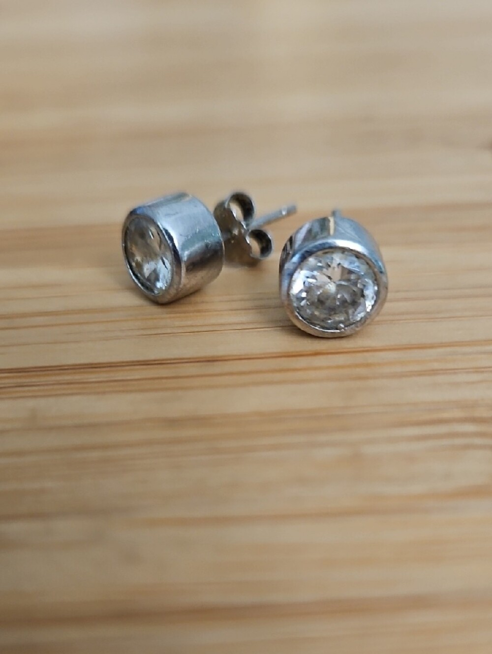 Silver Round Cubic Zirconia Stud Earrings - Silver